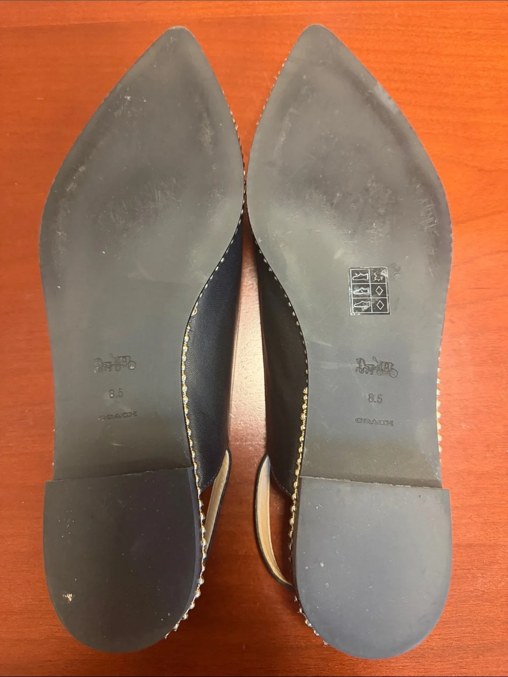 Coach Vae Slingback Flats with Stud Trim